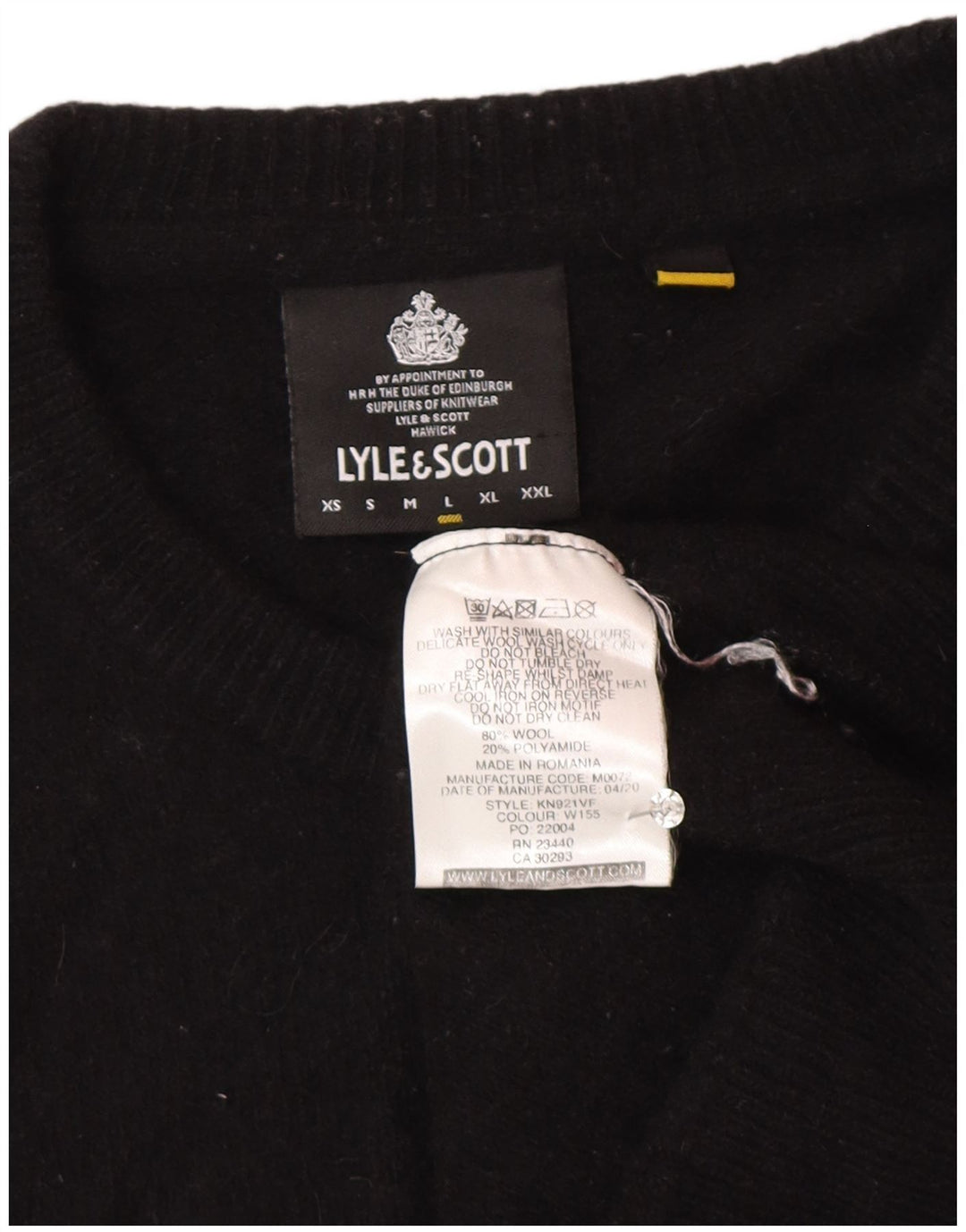 Lyle & Scott Womens Crew Neck Jumper Sweater UK 16 Large Black Wool