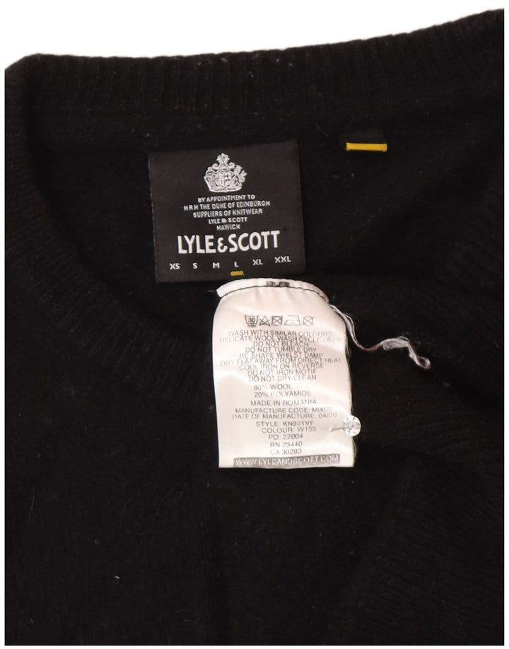 Lyle & Scott Womens Crew Neck Jumper Sweater UK 16 Large Black Wool