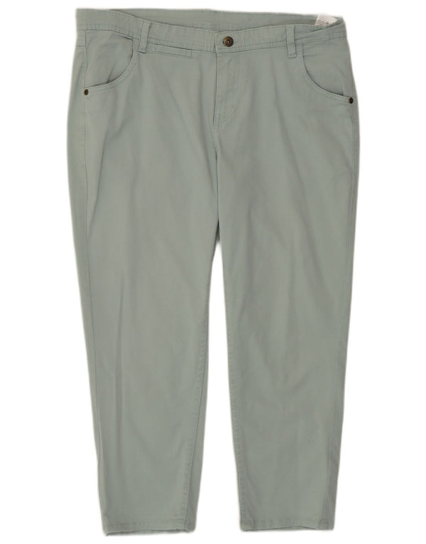 Weird Fish Womens Slim Fit Capri Trousers UK 14 Large W36 L23 Green Cotton