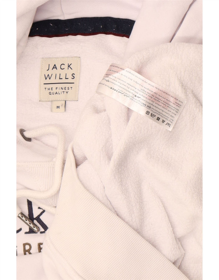 Jack Wills Mens Graphic Hoodie Jumper Medium White Cotton