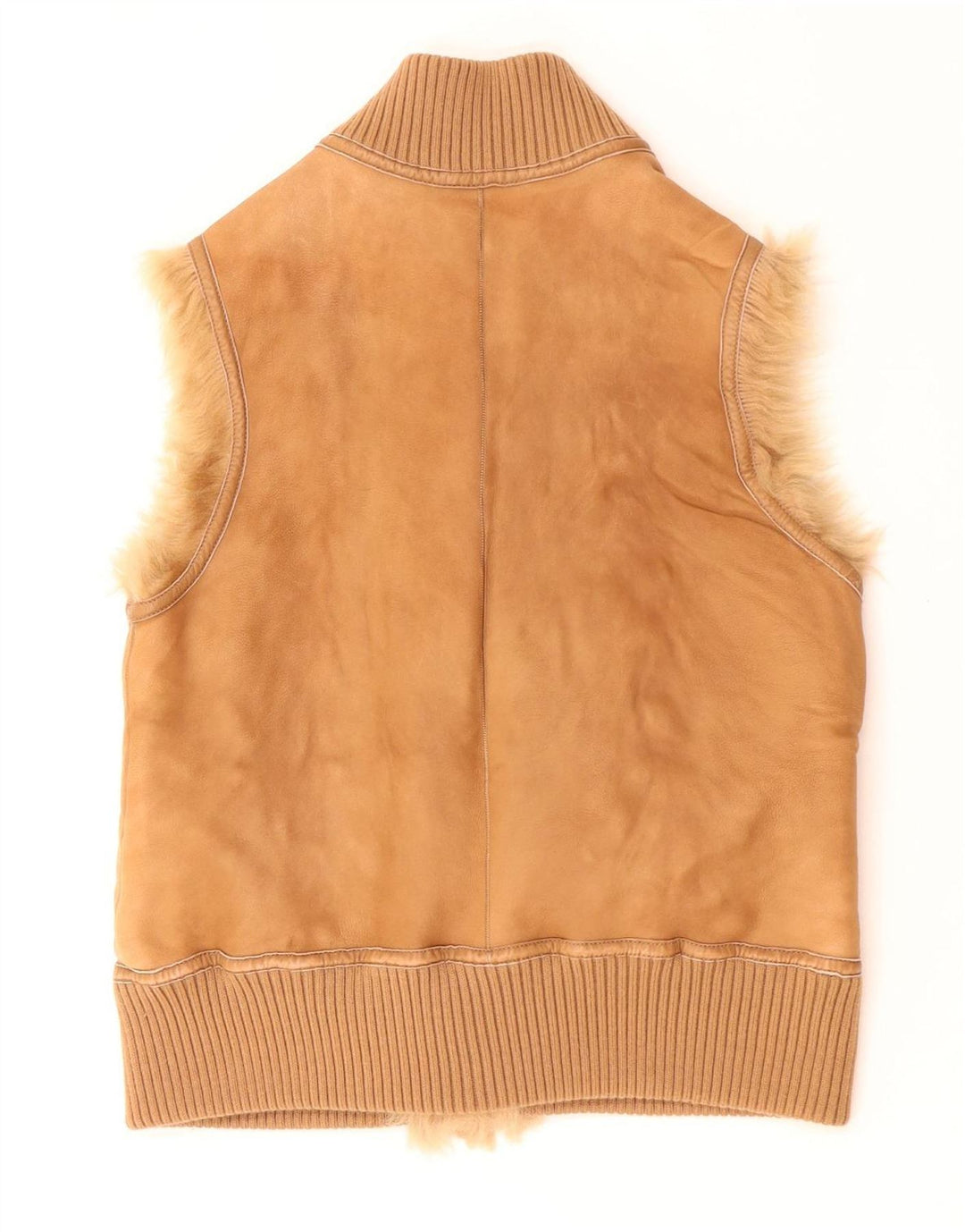 Vintage Womens Shearling Gilet UK 12 Medium Beige