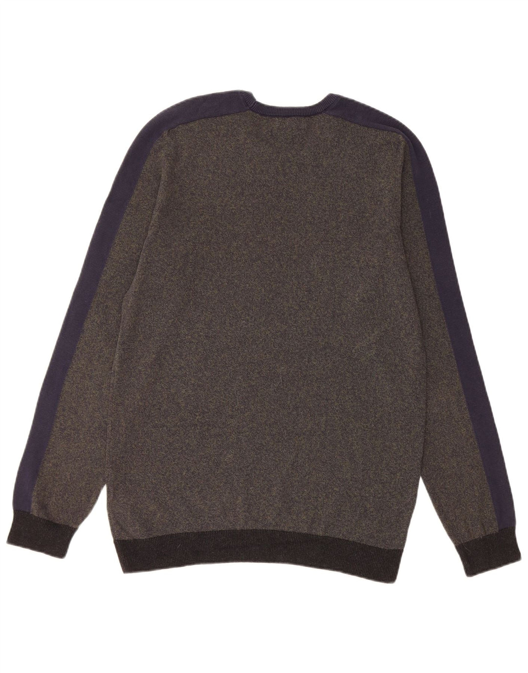 Marks & Spencer Mens Crew Neck Jumper Sweater Small Khaki Striped Cotton