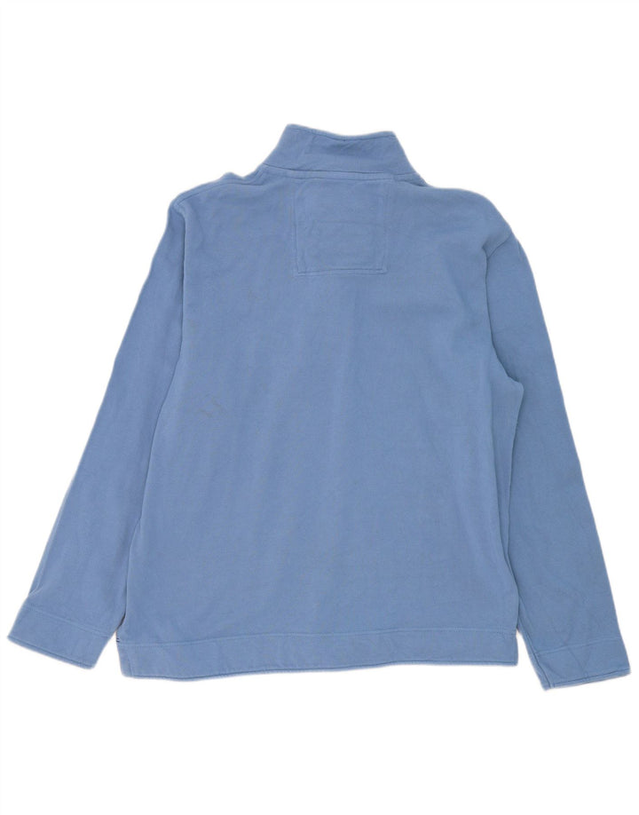 CREW CLOTHING Mens Zip Neck Sweatshirt Jumper Large Blue Cotton