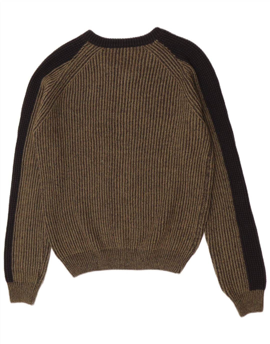 Trussardi Jeans Mens V-Neck Jumper Sweater Medium Khaki Colourblock