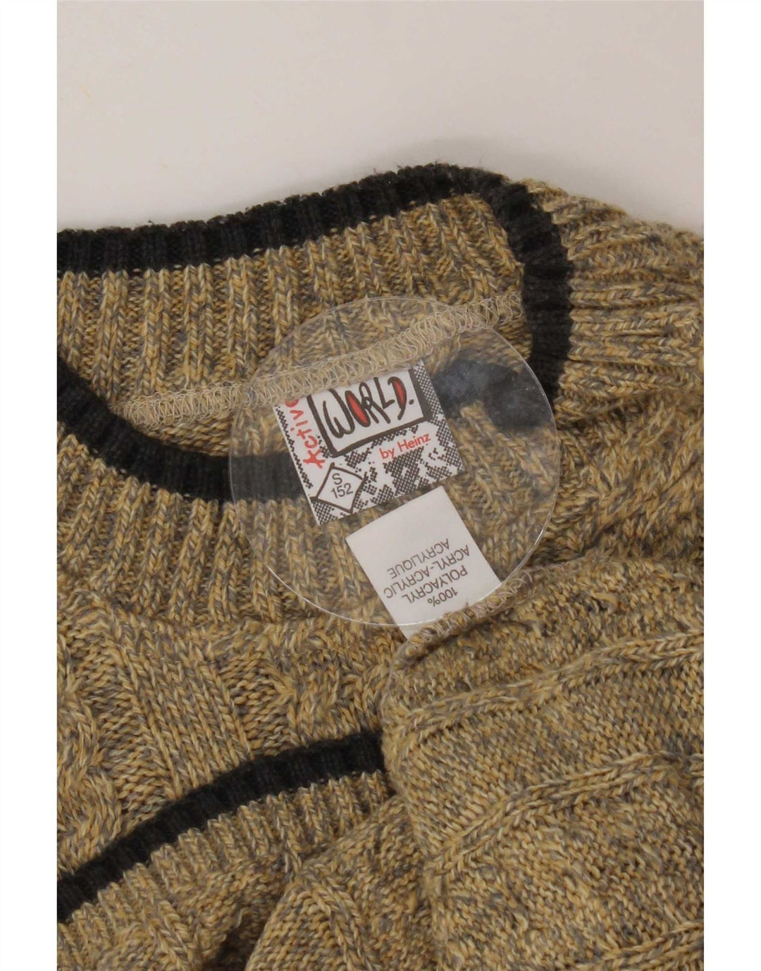 Vintage Mens Turtle Neck Jumper Sweater Small Beige Polyacrylic