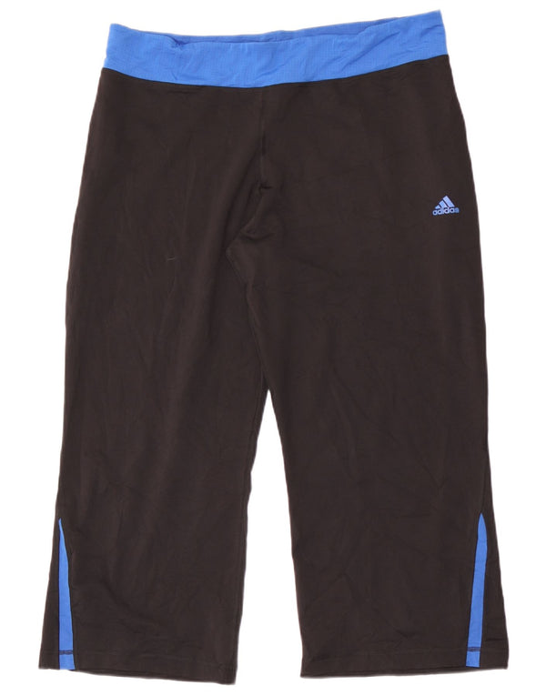 Adidas Womens Crop Tracksuit Trousers UK 22 3XL Black Colourblock Polyester