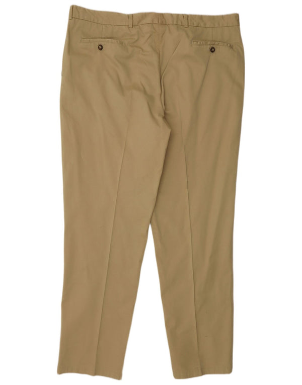 JAEGER Mens Tapered Suit Trousers W42 L33 Beige Cotton