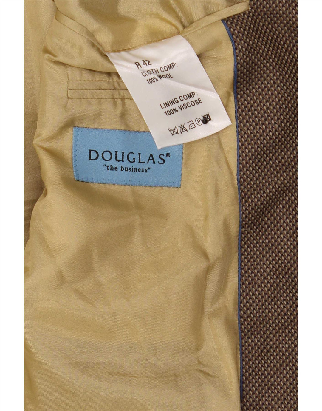 Douglas Mens 3 Button Blazer Jacket UK 42 XL Brown Wool