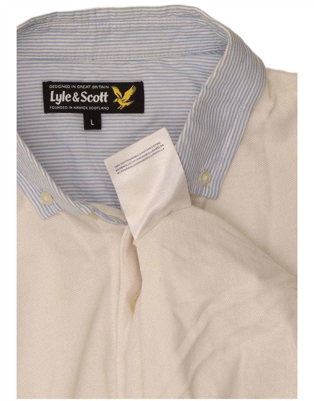 Lyle & Scott Mens Polo Shirt Large White Cotton