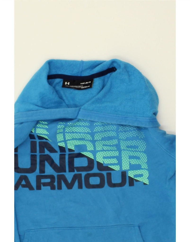 UNDER ARMOUR Boys Cold Gear Graphic Hoodie Jumper 14-15 Years Large Blue | Vintage Under Armour | Thrift | Second-Hand Under Armour | Used Clothing | Messina Hembry 