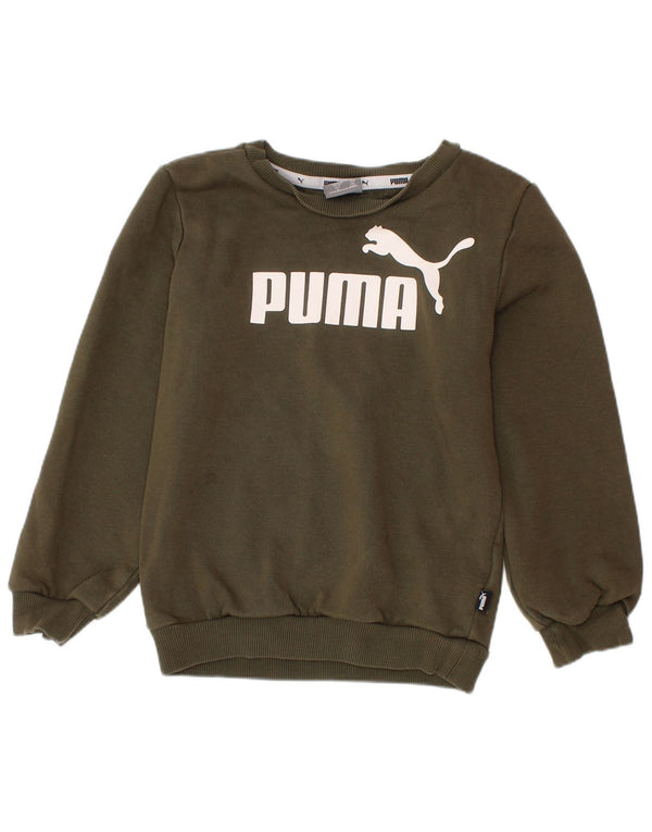 PUMA Boys Graphic Sweatshirt Jumper 3-4 Years Khaki Cotton