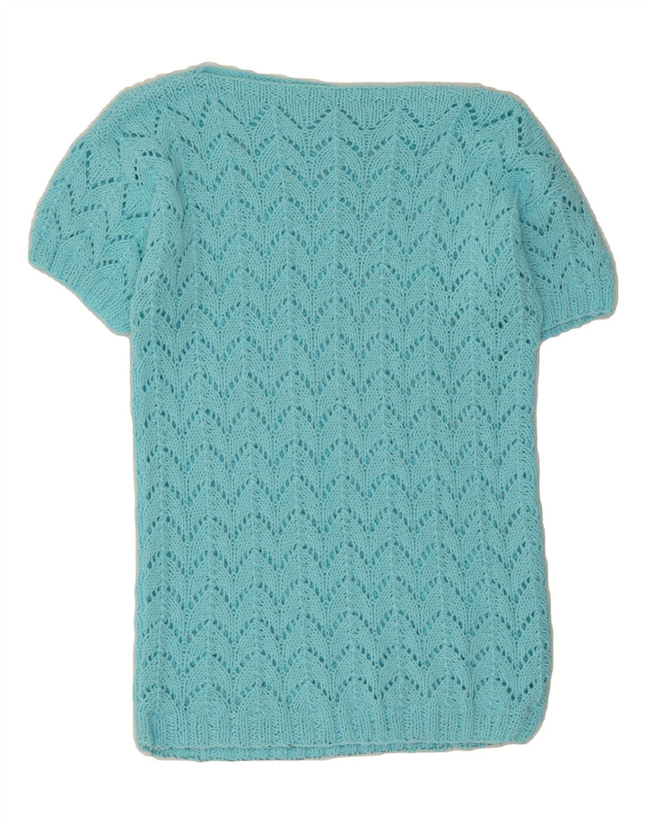 VINTAGE Womens Boat Neck Jumper Sweater UK 12 Medium Turquoise Vintage Vintage and Second-Hand Vintage from Messina Hembry 