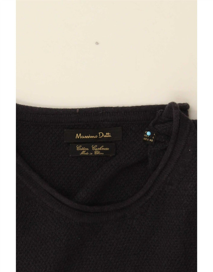 Massimo Dutti Mens Crew Neck Jumper Sweater Large Navy Blue Cotton