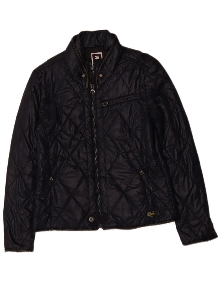 G-STAR Womens Quilted Jacket UK 16 Large Navy Blue Polyester