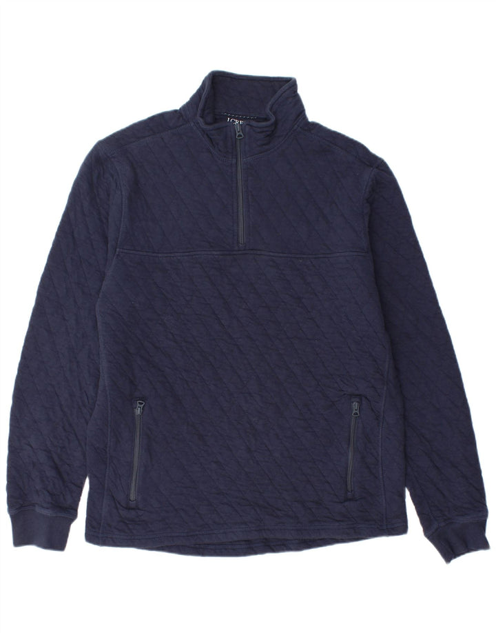 J. Crew Mens Zip Neck Sweatshirt Jumper Medium Navy Blue Cotton