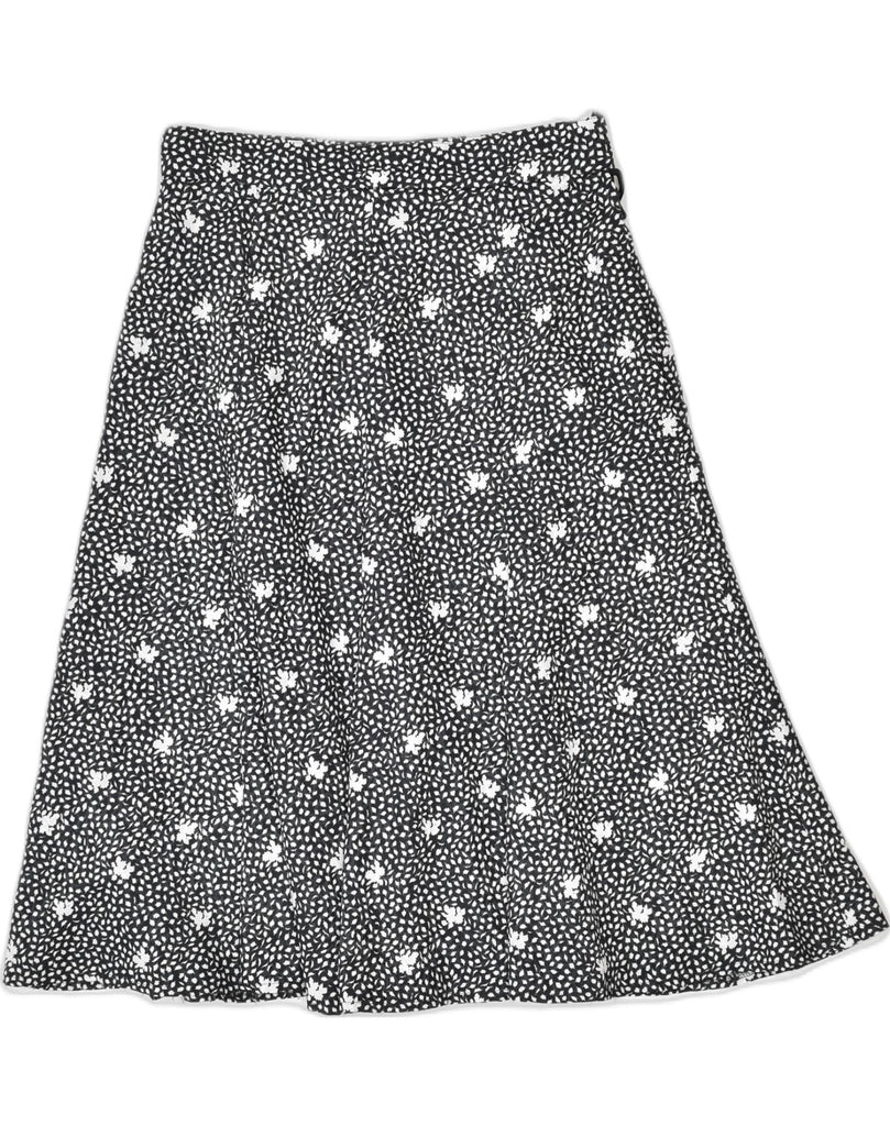 MARELLA Womens A-Line Skirt UK12 Medium W27 Black Floral Polyester | Vintage | Thrift | Second-Hand | Used Clothing | Messina Hembry 