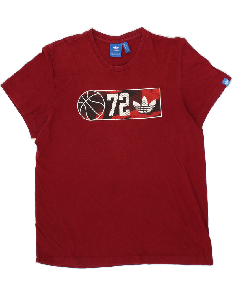 ADIDAS Mens Graphic T-Shirt Top Medium Red Vintage Adidas and Second-Hand Adidas from Messina Hembry 