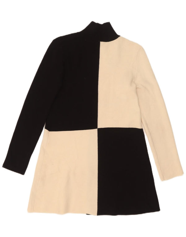 Zara Womens Long Sleeve Jumper Dress UK 8 Small Black Colourblock Viscose