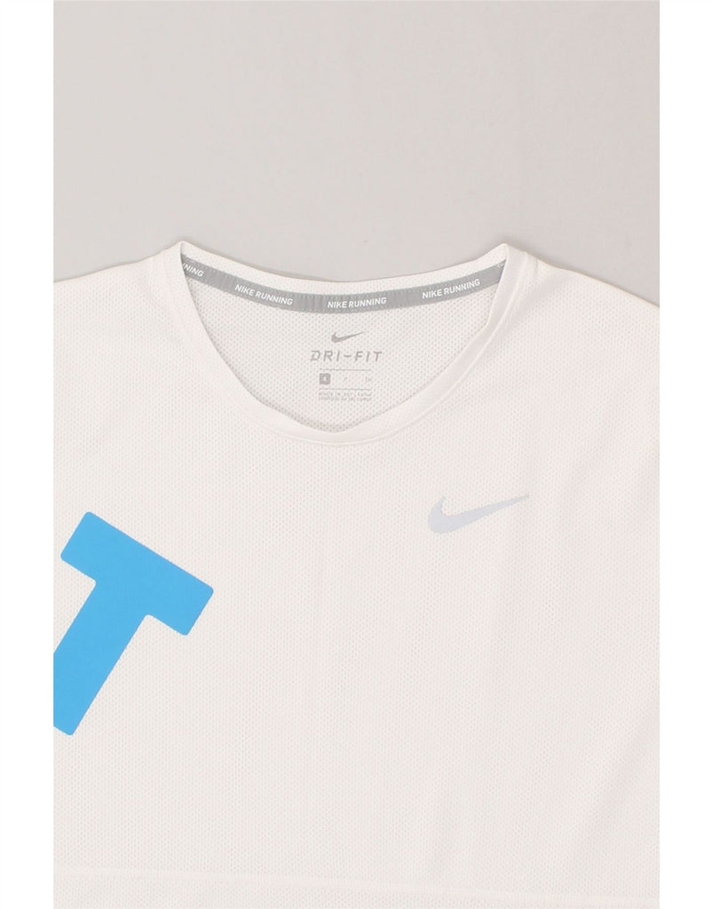 NIKE Mens Dri Fit Graphic T-Shirt Top Small White Polyester | Vintage Nike | Thrift | Second-Hand Nike | Used Clothing | Messina Hembry 