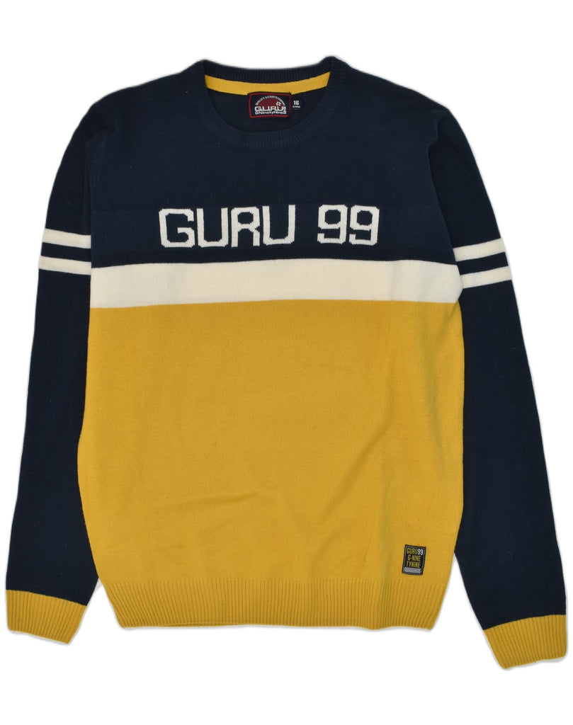 GURU Boys Graphic Crew Neck Jumper Sweater 15-16 Years Navy Blue | Vintage Guru | Thrift | Second-Hand Guru | Used Clothing | Messina Hembry 