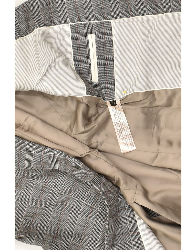 MASSIMO DUTTI Womens 1 Button Blazer Jacket EU 42 Large Grey Check Wool | Vintage Massimo Dutti | Thrift | Second-Hand Massimo Dutti | Used Clothing | Messina Hembry 