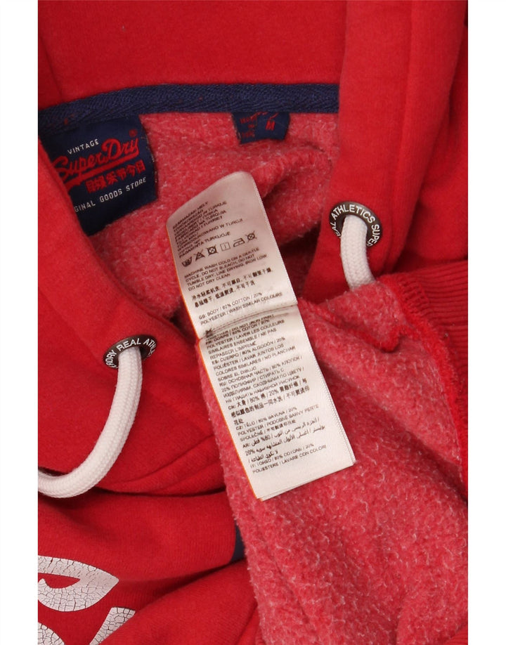 SUPERDRY Mens Graphic Hoodie Jumper Medium Red Cotton