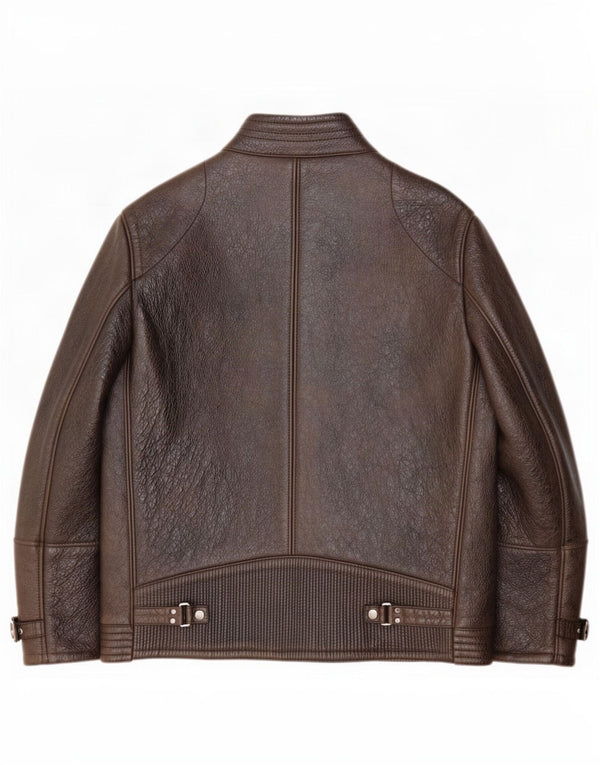 Hugo Boss Mens Leather Jacket IT 56 3XL Brown