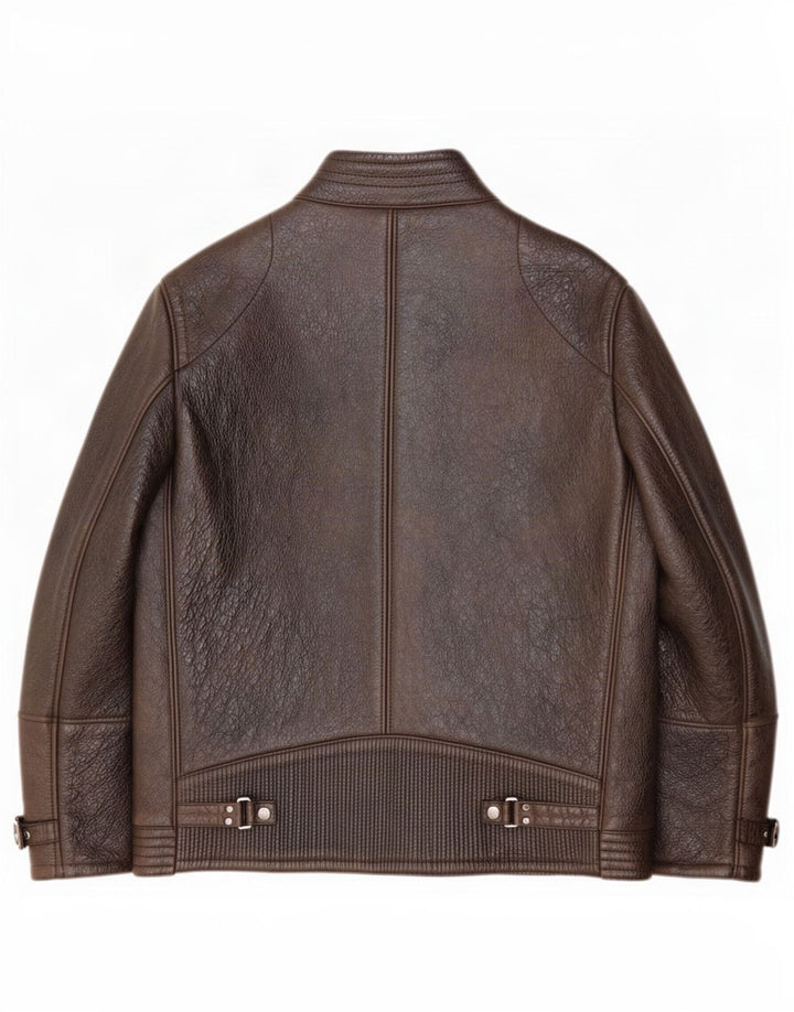 Hugo Boss Mens Leather Jacket IT 56 3XL Brown