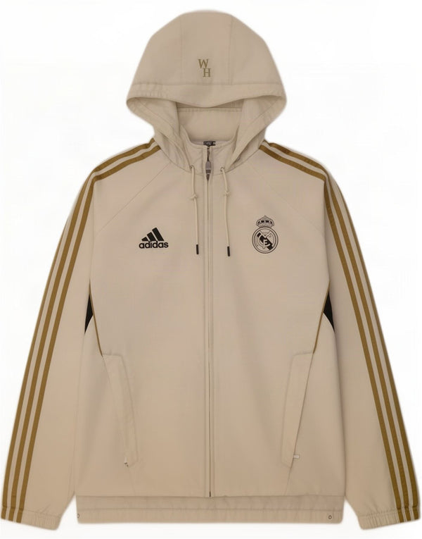 Adidas Mens Real Madrid Tracksuit Top Jacket UK 42/44 Large Off White