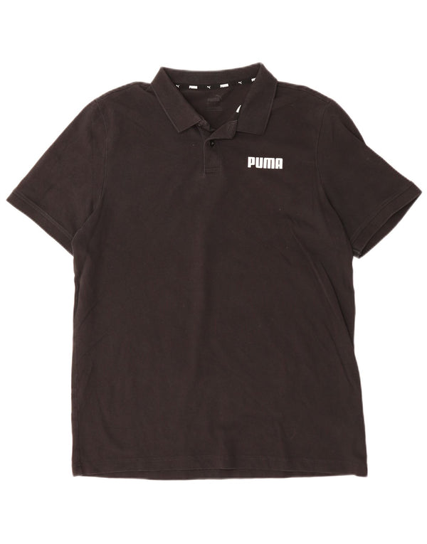 PUMA Mens Polo Shirt Large Black Cotton