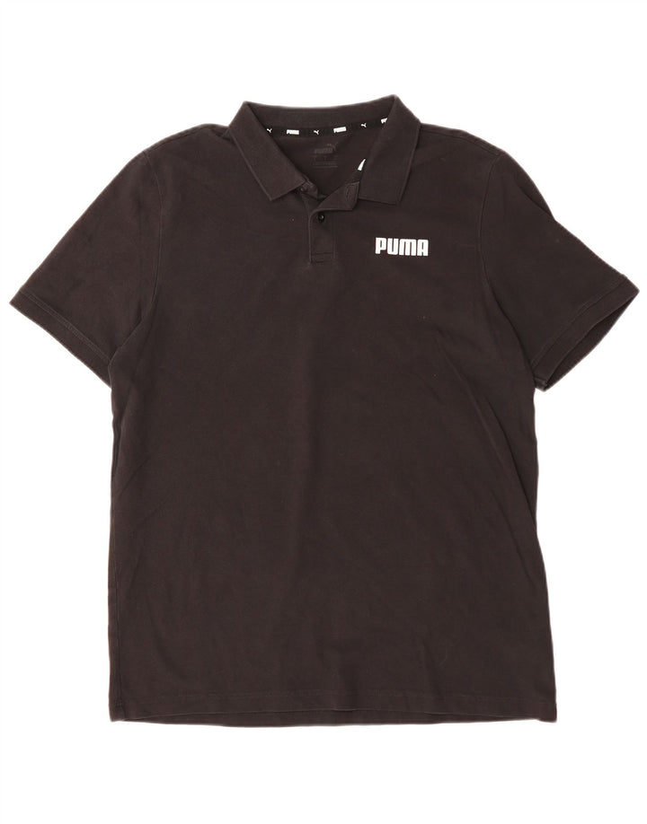 PUMA Mens Polo Shirt Large Black Cotton