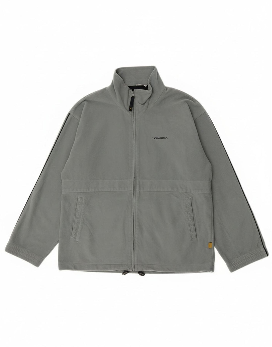 Diadora Mens Velour Tracksuit Top Jacket UK 40 Large Grey Polyester