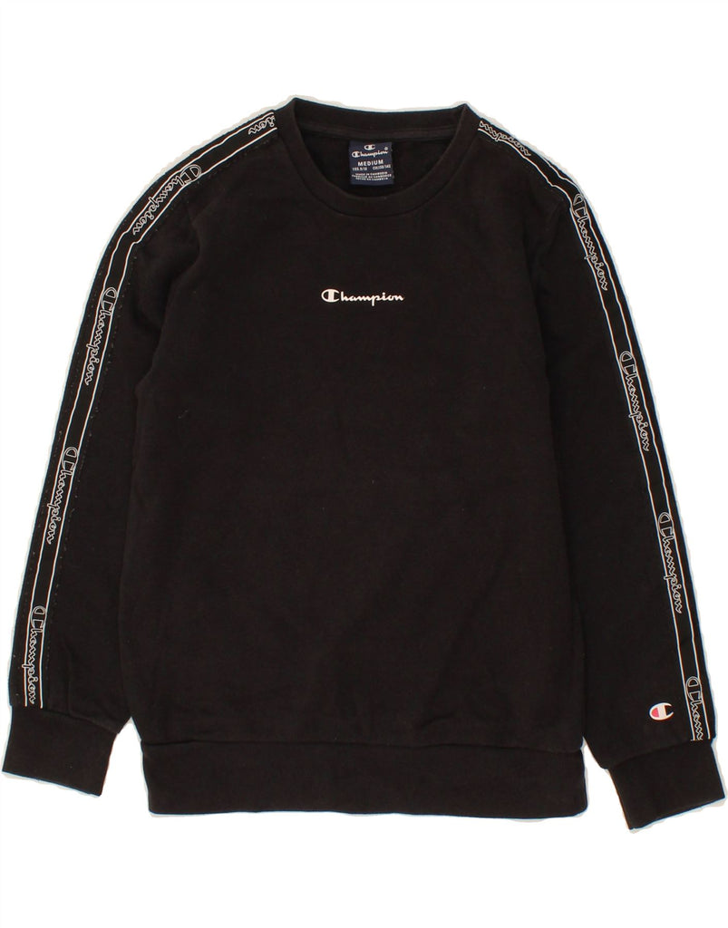 CHAMPION Boys Graphic Sweatshirt Jumper 9-10 Years Medium Black Cotton Vintage Champion and Second-Hand Champion from Messina Hembry 