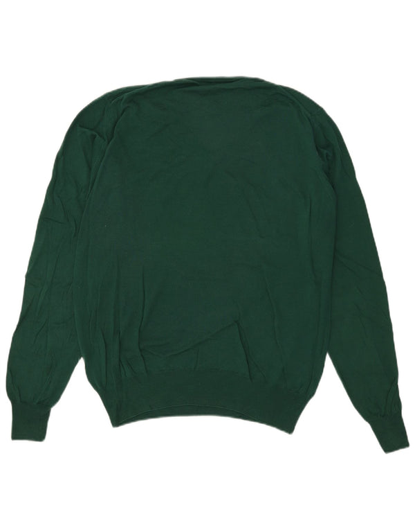 Fred Perry Mens V-Neck Jumper Sweater Medium Green Cotton