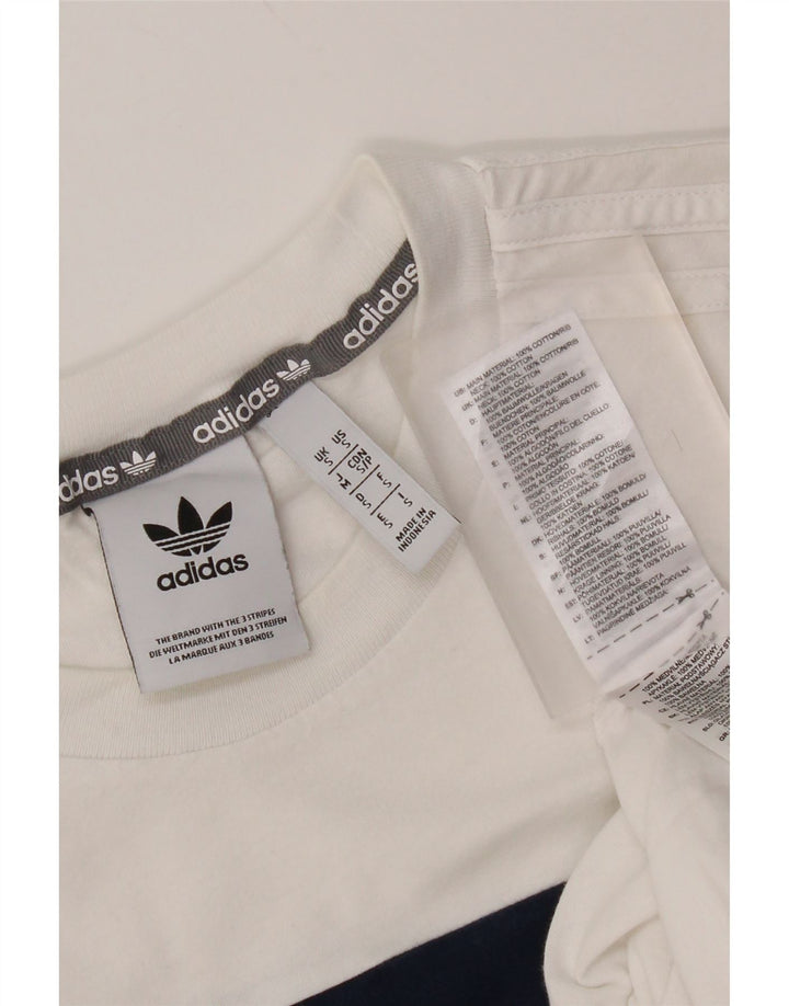 Adidas Mens T-Shirt Top Small White Colourblock Cotton