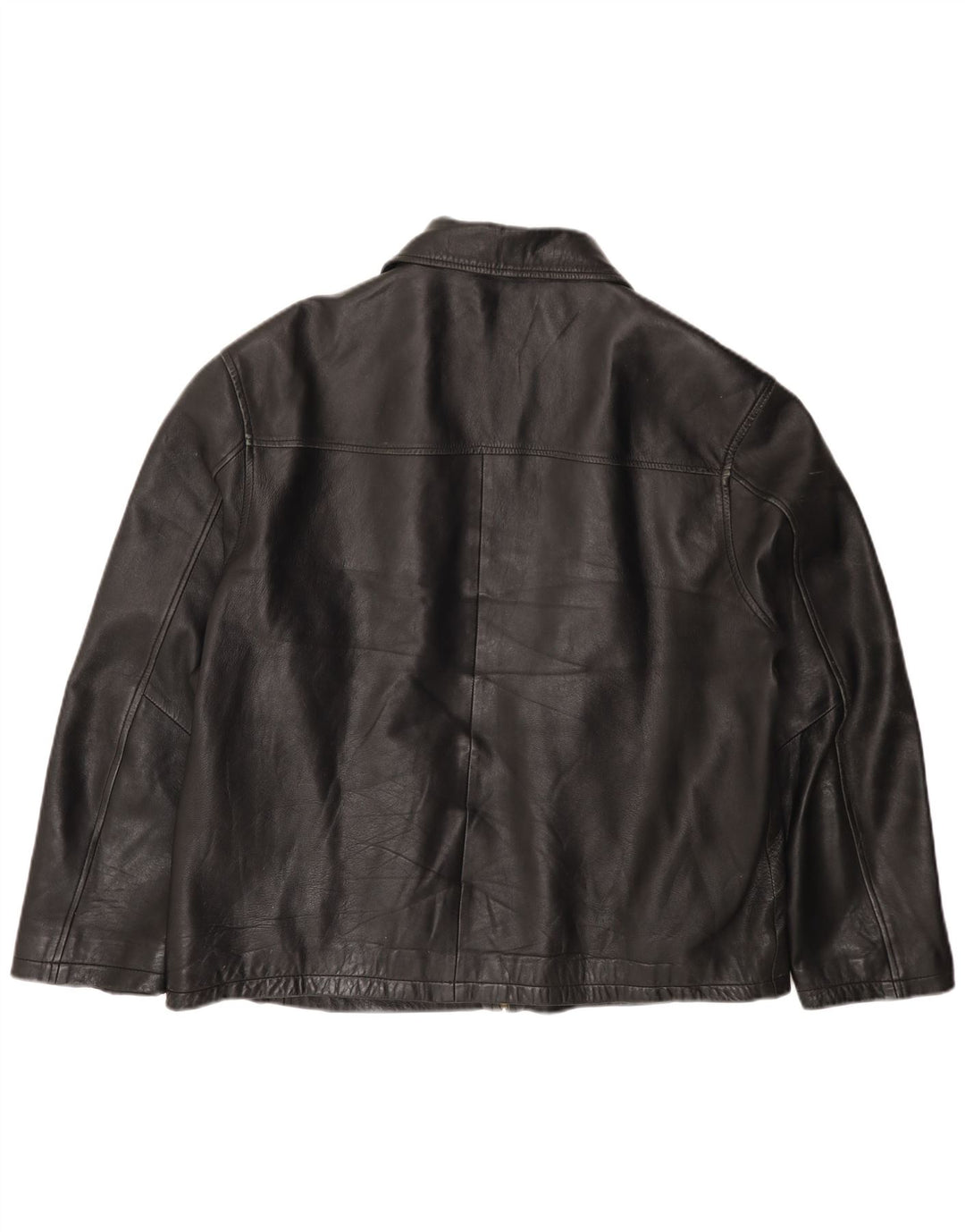 VINTAGE Mens Leather Jacket UK 44 2XL Black