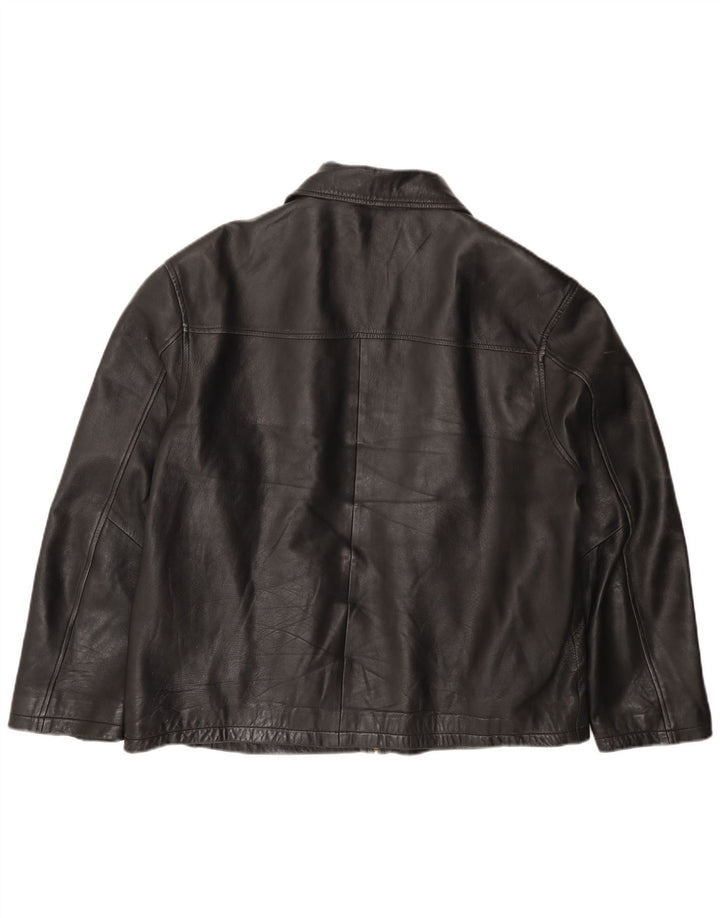 VINTAGE Mens Leather Jacket UK 44 2XL Black
