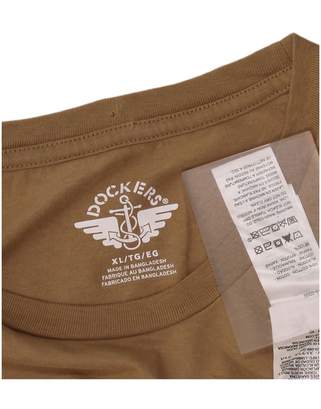 Dockers Mens Graphic T-Shirt Top XL Brown Cotton