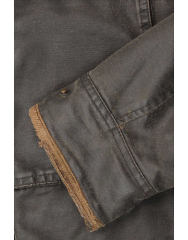 Fat Face Mens Waxed Cotton Jacket UK 36 Small Grey Polyester