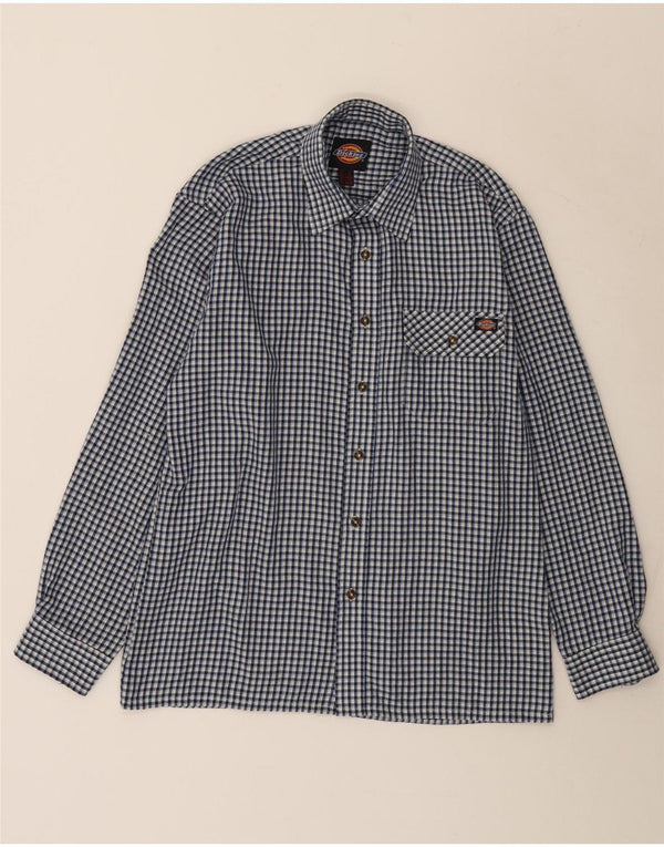 Dickies Mens Shirt Medium Blue Gingham Polyester