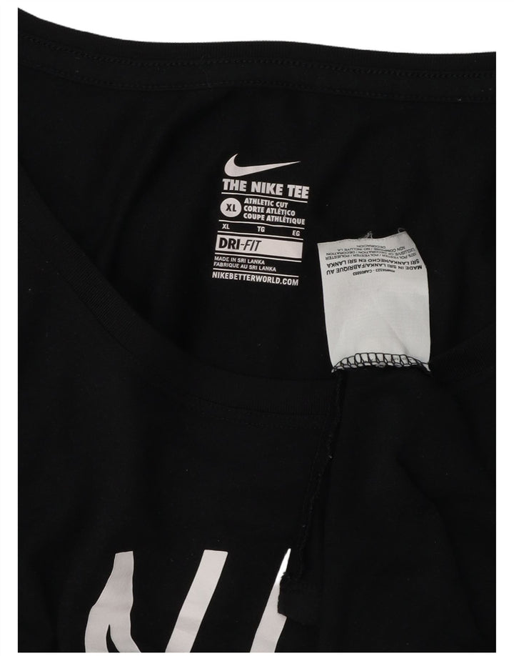 Nike Womens Athletic Cut Graphic Top Long Sleeve UK 18 XL Black Polyester