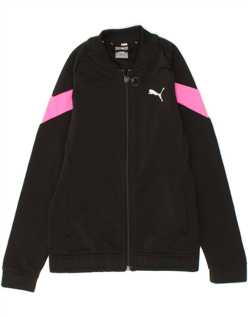 PUMA Girls Tracksuit Top Jacket 9-10 Years Black Colourblock Polyester | Vintage Puma | Thrift | Second-Hand Puma | Used Clothing | Messina Hembry 