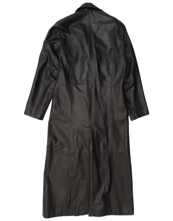 Calculus Womens Long Loose Fit Leather Coat UK 4 XS Black