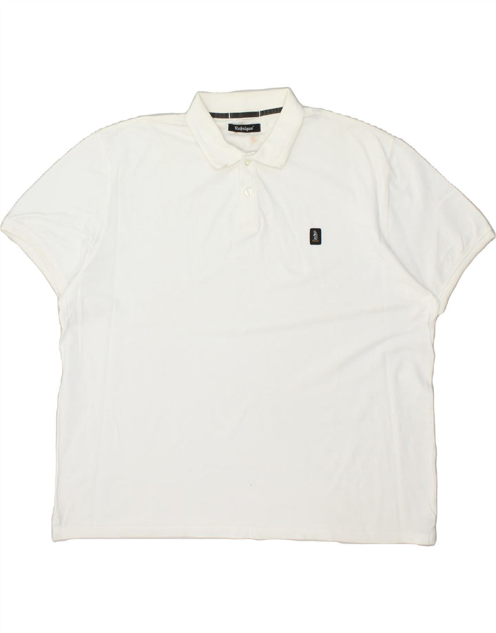 REFRIGUE Mens Polo Shirt 3XL White Cotton | Vintage Refrigue | Thrift | Second-Hand Refrigue | Used Clothing | Messina Hembry 
