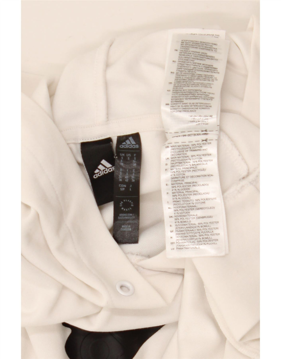 Adidas Womens Graphic Hoodie Jumper UK 8/10 Small White Polyester