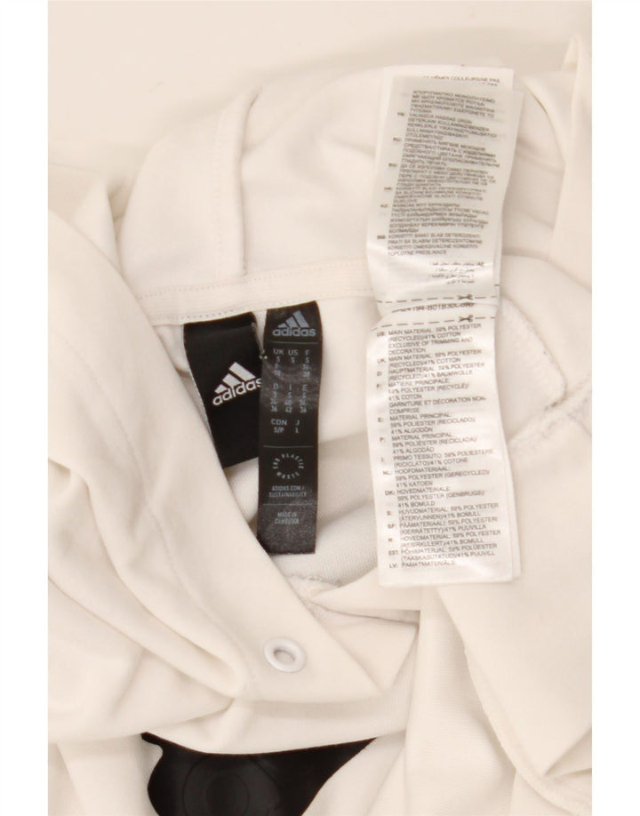 Adidas Womens Graphic Hoodie Jumper UK 8/10 Small White Polyester