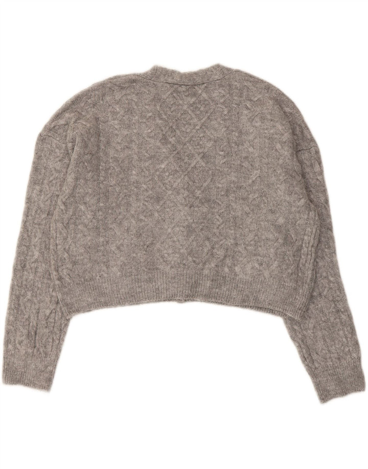 ZARA Womens Crop Oversized Cardigan Sweater UK 10 Small Grey