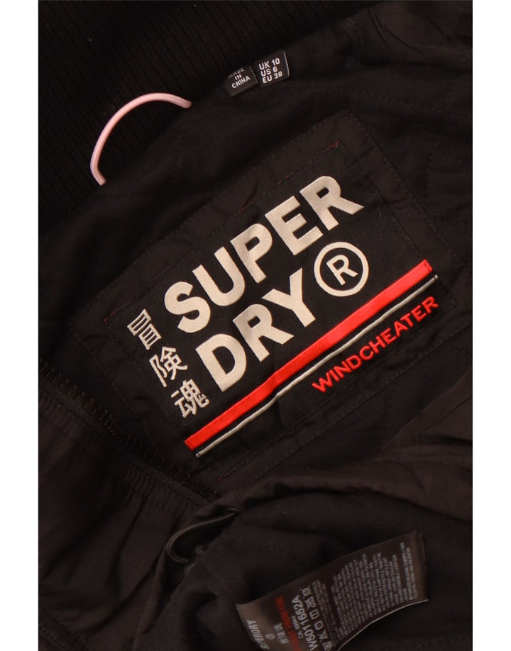 Superdry Womens Windcheater Hooded Windbreaker Jacket UK 10 Small Black