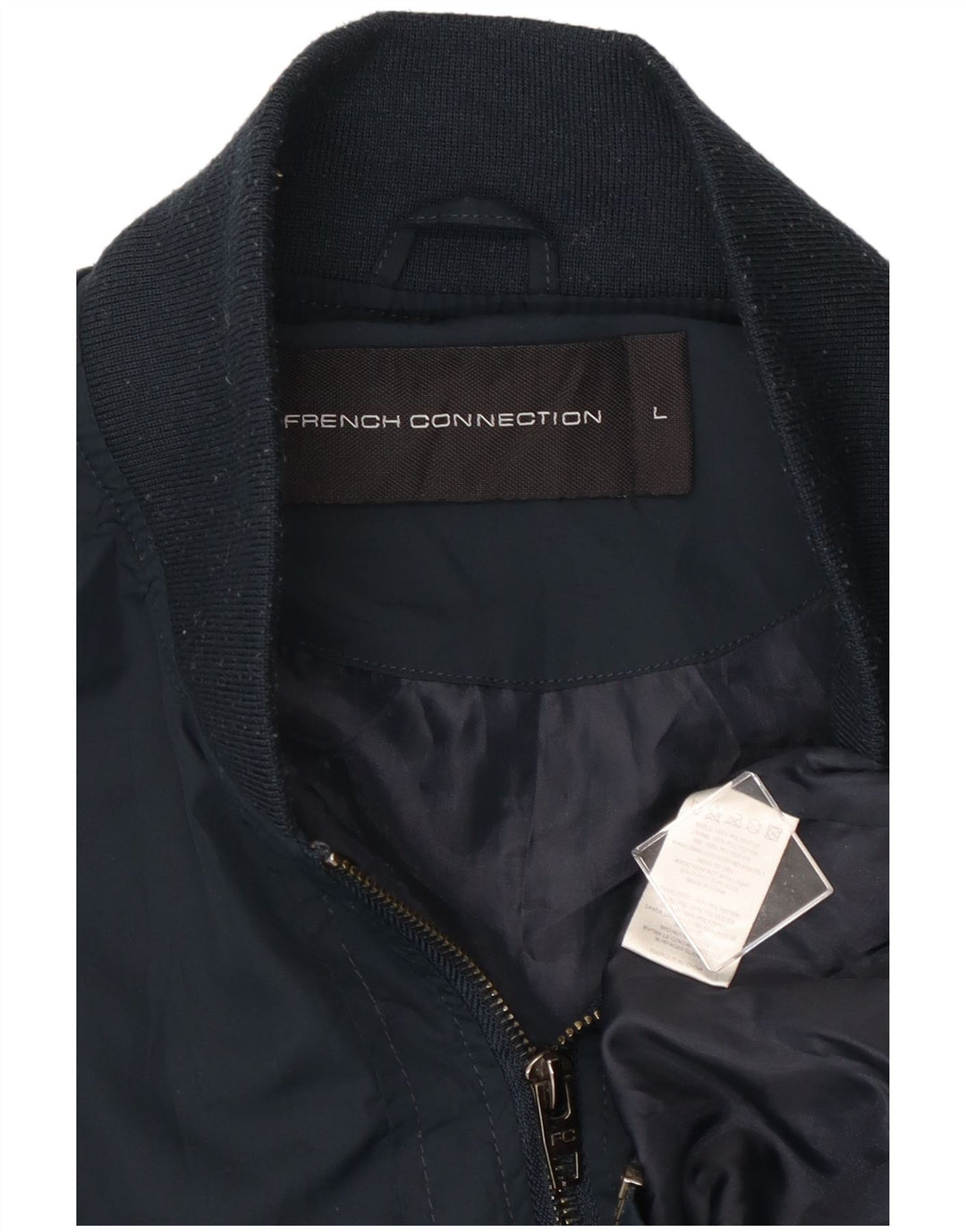 FRENCH CONNECTION Mens Bomber Jacket UK 40 Large Navy Blue Polyester