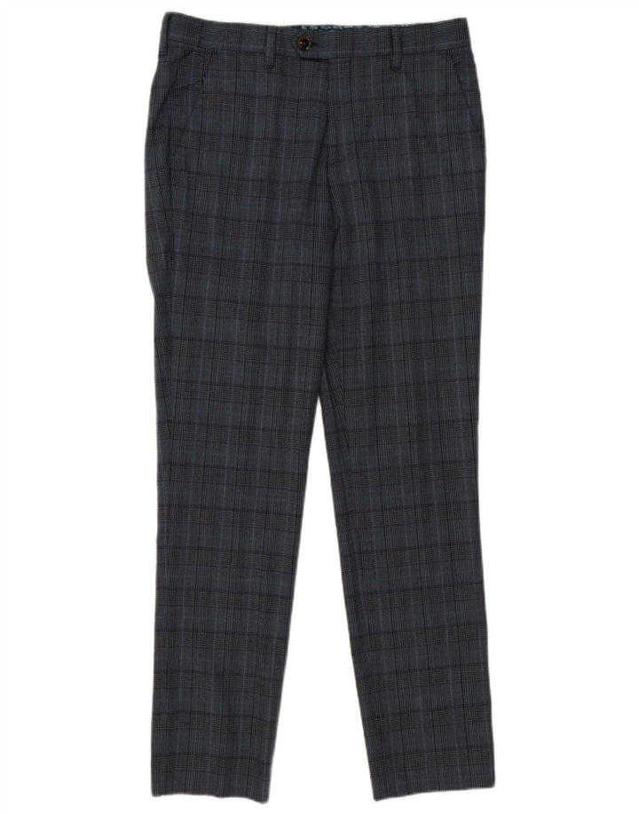 Ted Baker Mens Slim Suit Trousers W32 L31 Grey Check Polyester